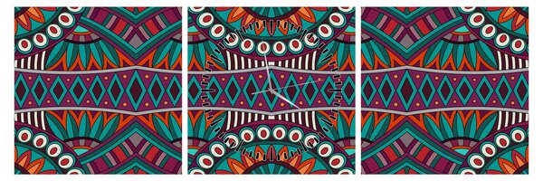 Obraz ornamentálne abstrakcie (s hodinami) (90x30 cm)