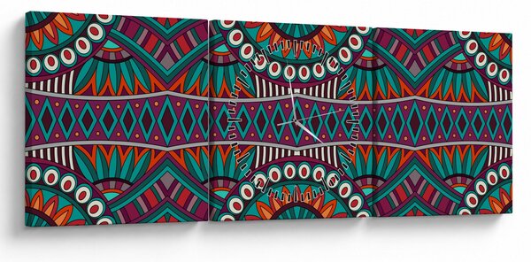 Obraz ornamentálne abstrakcie (s hodinami) (90x30 cm)