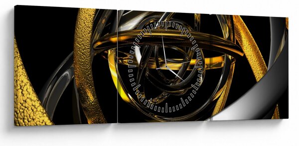 Obraz modernej abstrakcie (s hodinami) (90x30 cm)