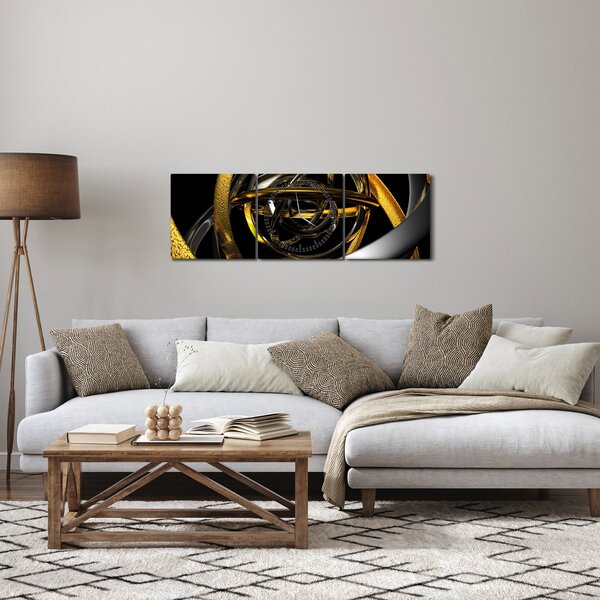 Obraz modernej abstrakcie (s hodinami) (90x30 cm)