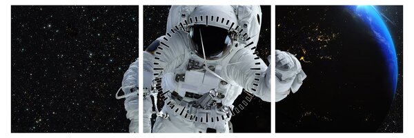 Obraz - Astronaut vo vesmíre (s hodinami) (90x30 cm)
