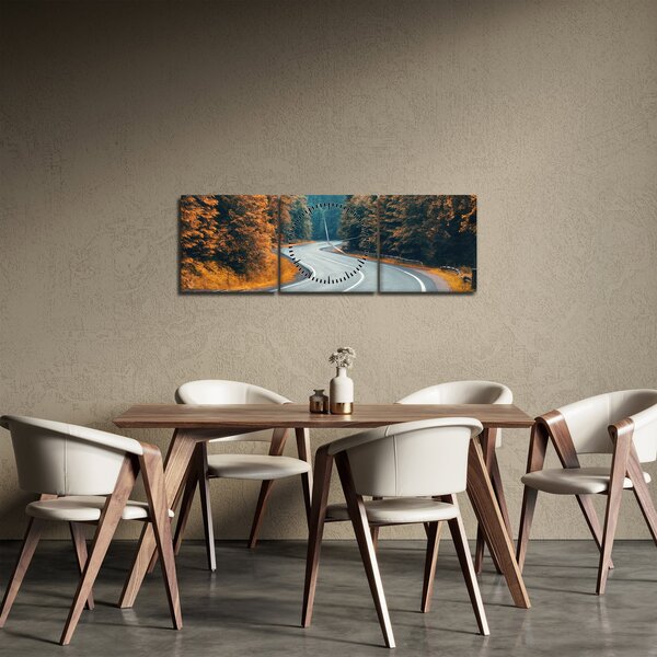 Obraz - Kľukatá cesta (s hodinami) (90x30 cm)