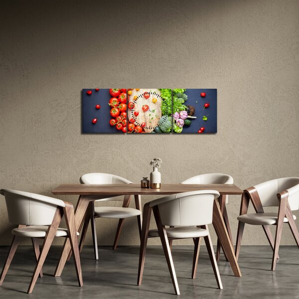Obraz - Stôl plný zeleniny (s hodinami) (90x30 cm)