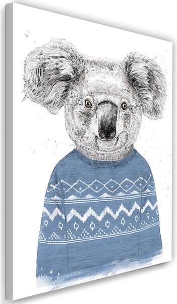Obraz na plátne Medveď koala v modrom vianočnom svetri - Rykker Rozmery: 40 x 60 cm