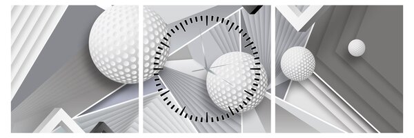 Geometrický abstraktný obraz (s hodinami) (90x30 cm)