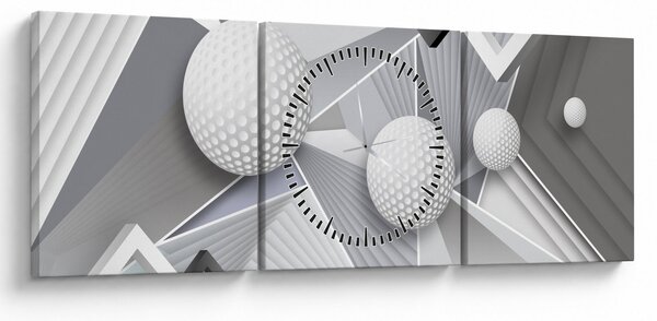 Geometrický abstraktný obraz (s hodinami) (90x30 cm)