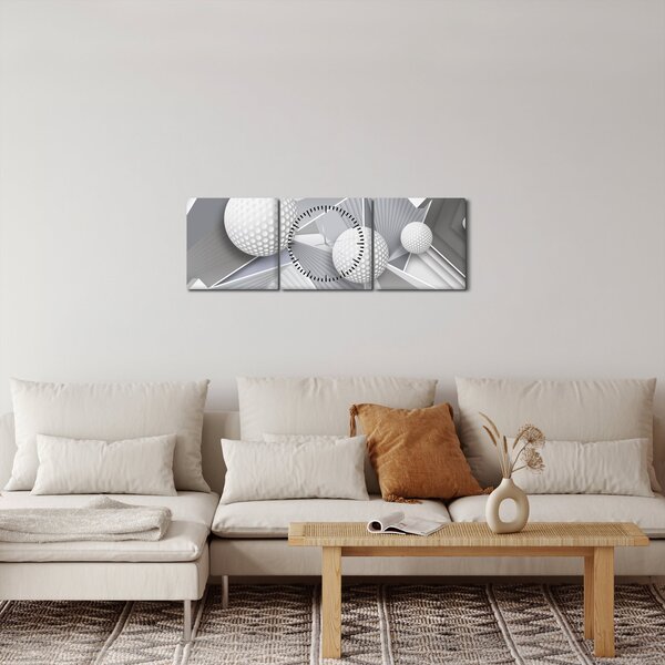 Geometrický abstraktný obraz (s hodinami) (90x30 cm)