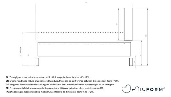 Béžová čalúnená dvojlôžková posteľ s roštom 180x200 cm Eve – Miuform
