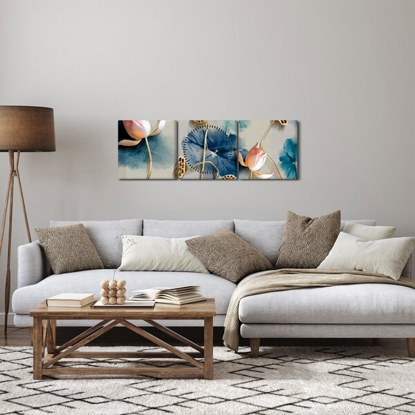 Obraz s kvetmi (s hodinami) (90x30 cm)