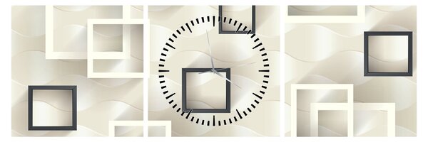 Geometrický abstraktný obraz (s hodinami) (90x30 cm)