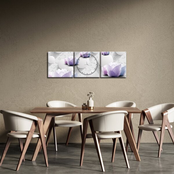 Obraz s kvetmi (s hodinami) (90x30 cm)