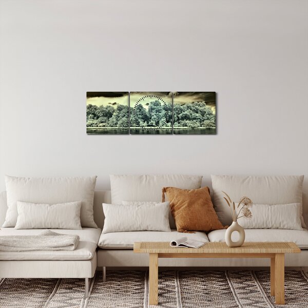 Obraz vodnej plochy (s hodinami) (90x30 cm)