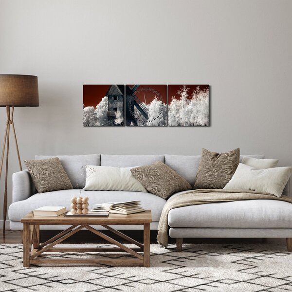 Obraz mlyna (s hodinami) (90x30 cm)
