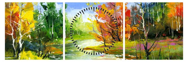 Obraz - Maľba krajiny (s hodinami) (90x30 cm)