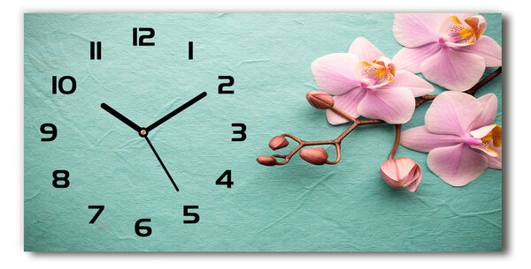 Vodorovné Moderné sklenené hodiny na stenu Orchidea