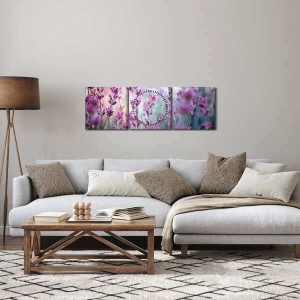 Obraz - Levanduľa (s hodinami) (90x30 cm)