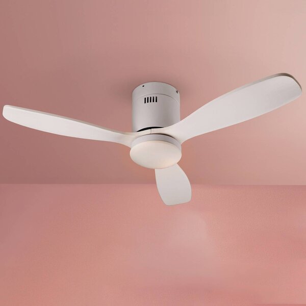 Schuller Valencia LED stropný ventilátor Siroco Mini, DC, tichý, biely,, Biela / opálová, Obývacia izba / jedáleň, Drevo, Moderný