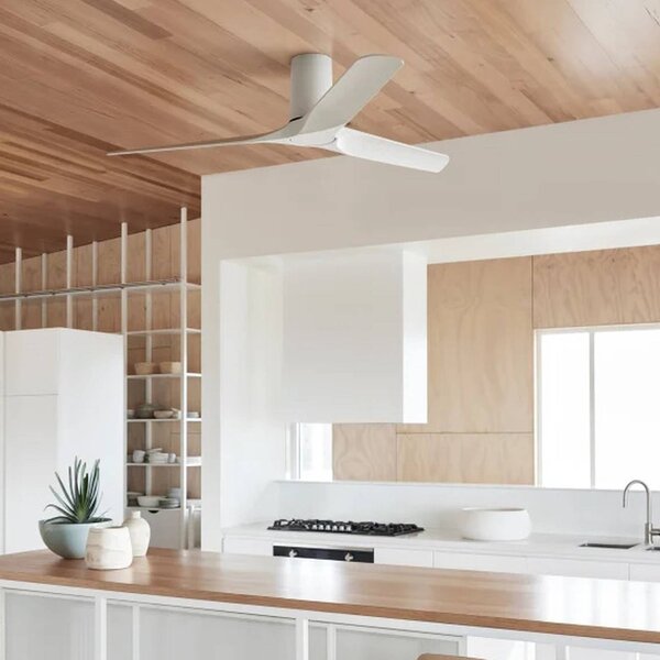 Stropný ventilátor Beacon Londo, biely, s jednosmerným motorom, priemer 132 cm,, Biela / opálová, Obývacia izba / jedáleň, Plast, Moderný
