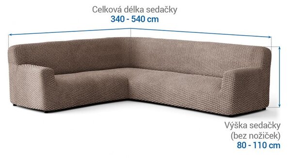 Bielastické poťahy MOSAICO orieškové rohová sedačka (š. 350 - 530 cm)