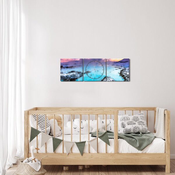 Obraz - Modrá lagúna na Islande (s hodinami) (90x30 cm)