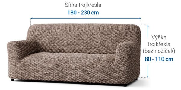 Bielastické poťahy MOSAICO orieškové trojkreslo (š. 170 - 220 cm)