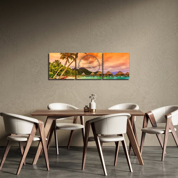Obraz - Ostrov Bora Bora (s hodinami) (90x30 cm)
