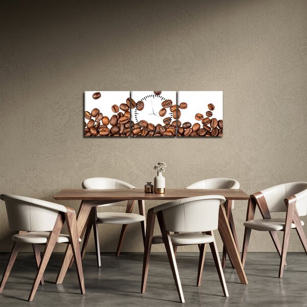 Obraz - Kávové zrná (s hodinami) (90x30 cm)