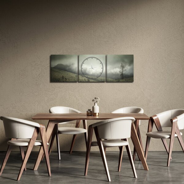 Obraz krajiny pred búrku (s hodinami) (90x30 cm)