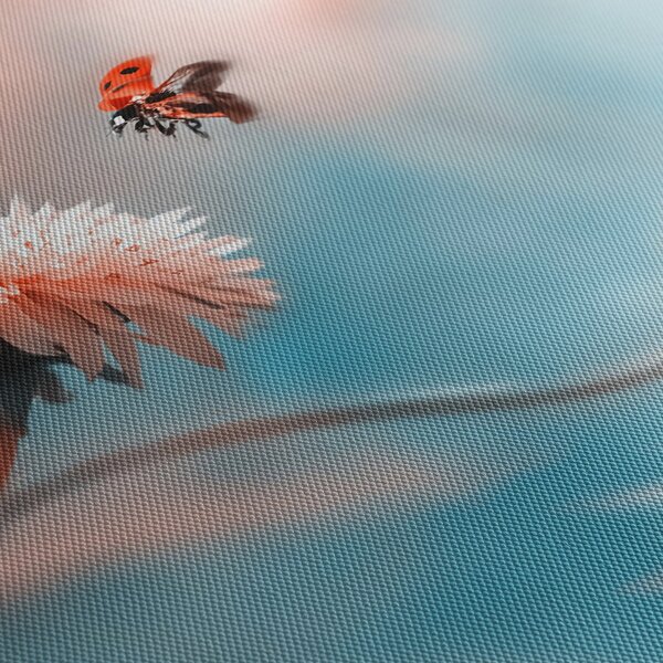 Obraz - Lienky na kvete (120x50 cm)