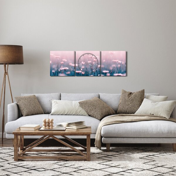 Obraz lesných rastlín (s hodinami) (90x30 cm)