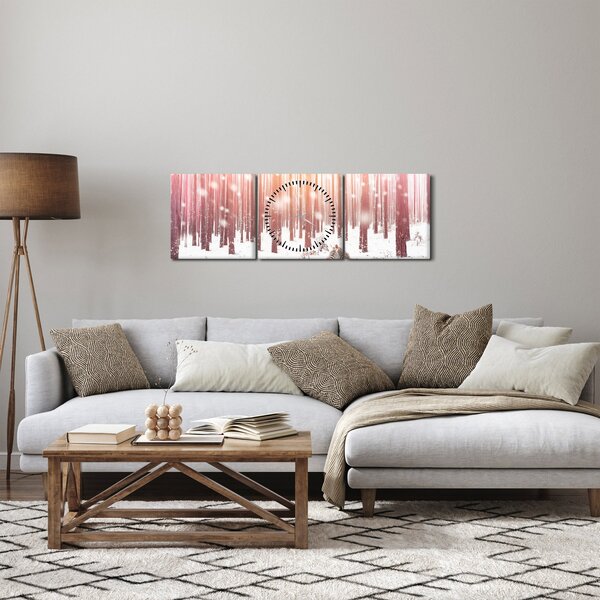 Obraz - Zebra v zasneženom lese (s hodinami) (90x30 cm)