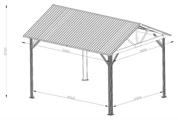 Hliníková pergola Avenberg PAVILIO 5x3m čierna