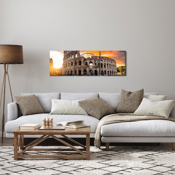 Obraz - Koloseum v Ríme (s hodinami) (90x30 cm)