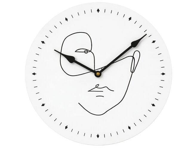 Nástenné hodiny LINE FACE 29 cm, biele