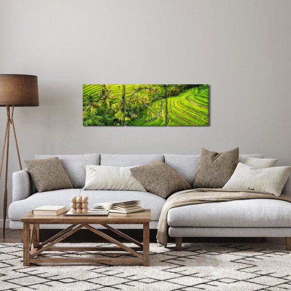 Obraz - Ryžové terasy (s hodinami) (90x30 cm)