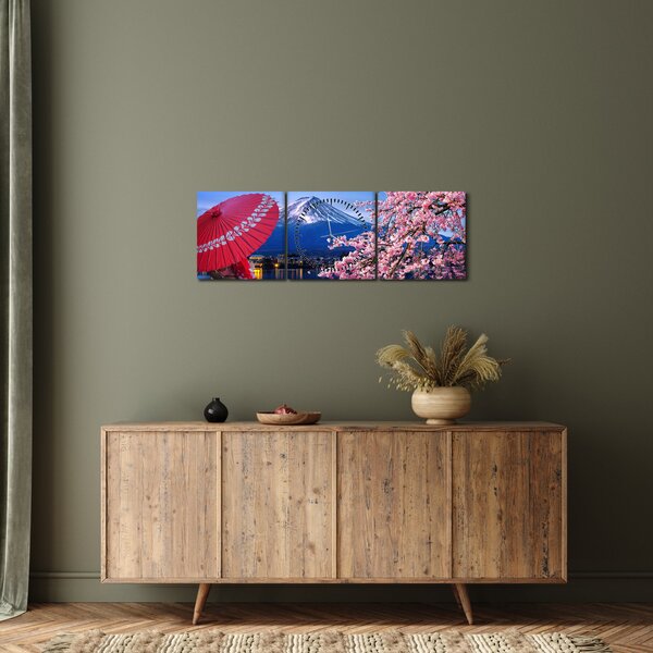 Obraz - Výhľad na vrchol, Japonsko (s hodinami) (90x30 cm)