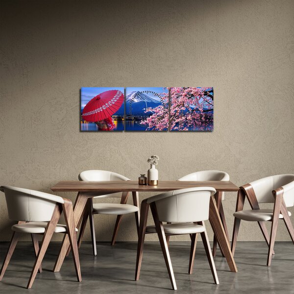 Obraz - Výhľad na vrchol, Japonsko (s hodinami) (90x30 cm)