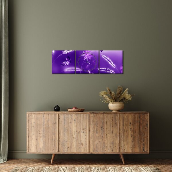 Obraz - Motýlia lúka (s hodinami) (90x30 cm)