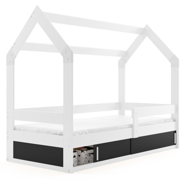 Detská posteľ DOMEK, 80x160, biela/čierna