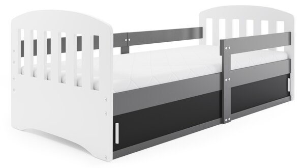 Detská posteľ CLASSIC + matrac, 80x160, biela/grafit/čierna