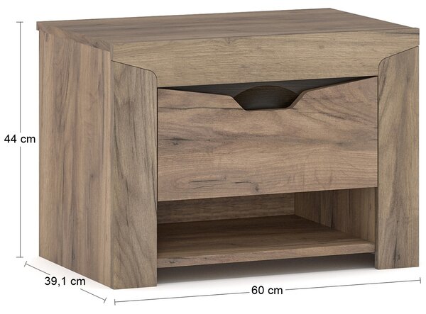 Nočný stolík (2 ks) Soraya N - dub tabaco / wenge