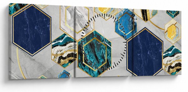 Obraz - Mramorová kompozícia (s hodinami) (90x30 cm)