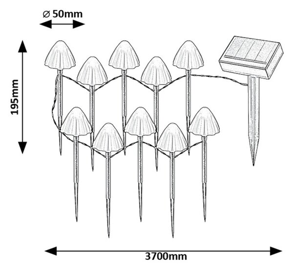 Rabalux SKADAR LED solárne svietidlo 10xLED/0,2W/1,2V IP44 300 mAh