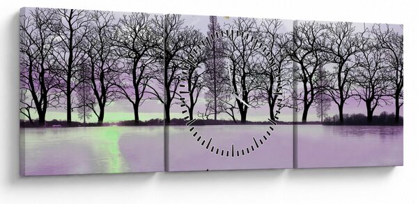 Obraz - Pramice na jazere (s hodinami) (90x30 cm)