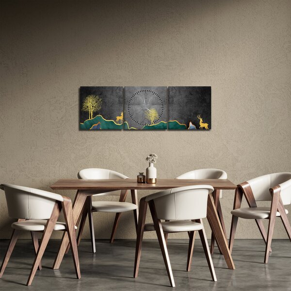 Obraz - Horská scenéria (s hodinami) (90x30 cm)