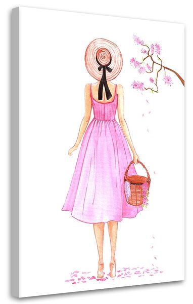 Obraz na plátne Prechádzka v ružových šatách - Gisele Oliveira Fraga Baretta Rozmery: 40 x 60 cm