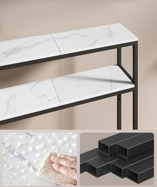 SONGMICS Konzolový stolík Vasagle Crem 80 cm čierny/biely mramor