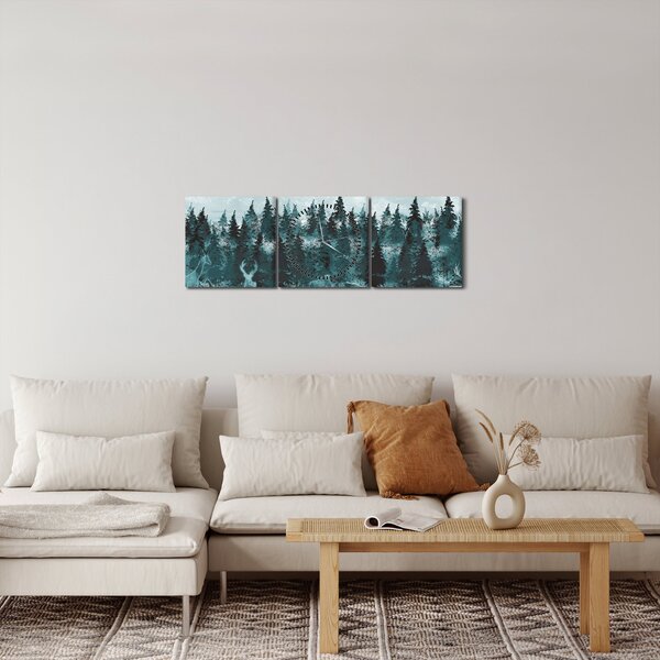 Obraz - Zvieratá v lese (s hodinami) (90x30 cm)