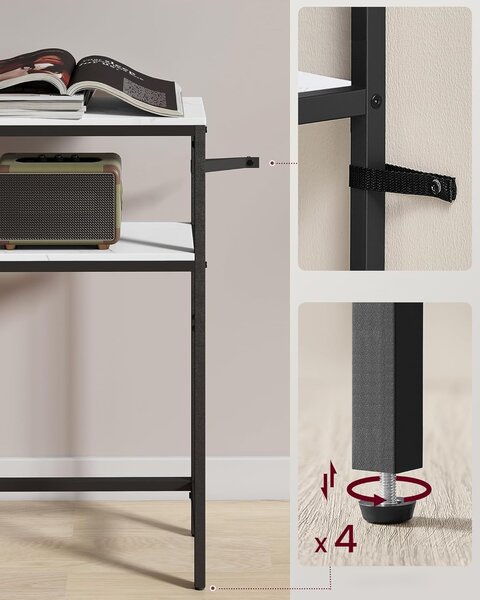 SONGMICS Konzolový stolík Vasagle Crem 80 cm čierny/biely mramor