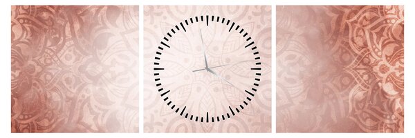 Obraz - Ružová mandala (s hodinami) (90x30 cm)